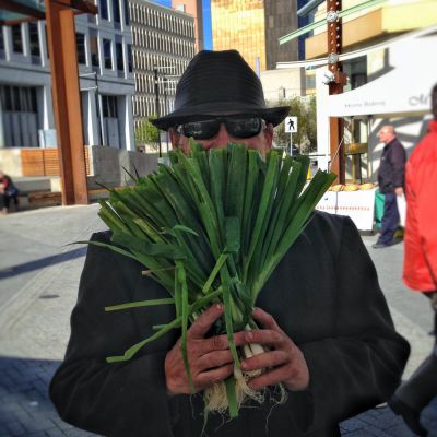 Willie with green onions.